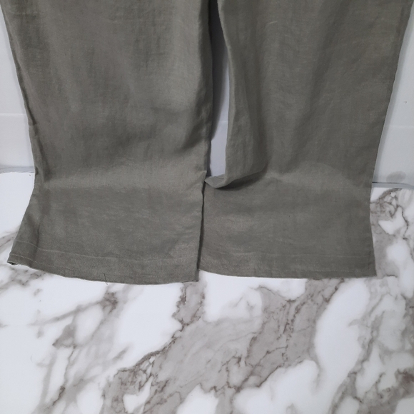 Soft Surroundings Wide Leg Pants Size Small Light Olive Green 100% Linen Pull On - Picture 6 of 14